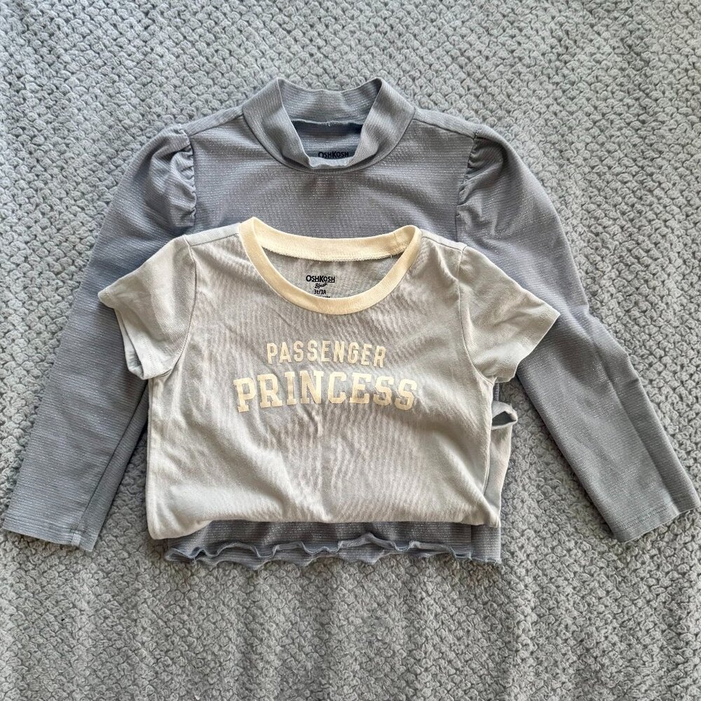 OshKosh bundle of two light blue tshort and turtleneck 3T and 4T